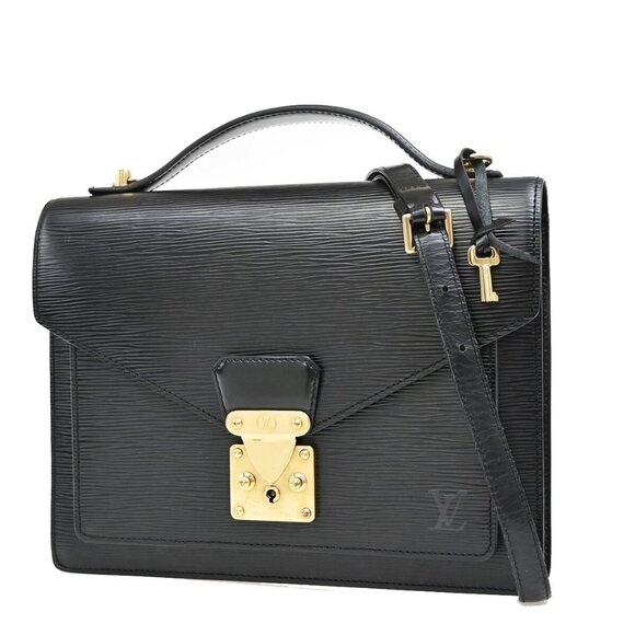 LOUIS VUITTON Monceau 2Way Shoulder Hand Bag Epi Leather Black - Picture 1 of 5